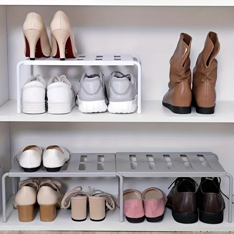 White Sneaker Care Kit - Verstellbares Schuhregal aus Kunststoff, mehrstöckiger Aufbewahrungsorganizer,