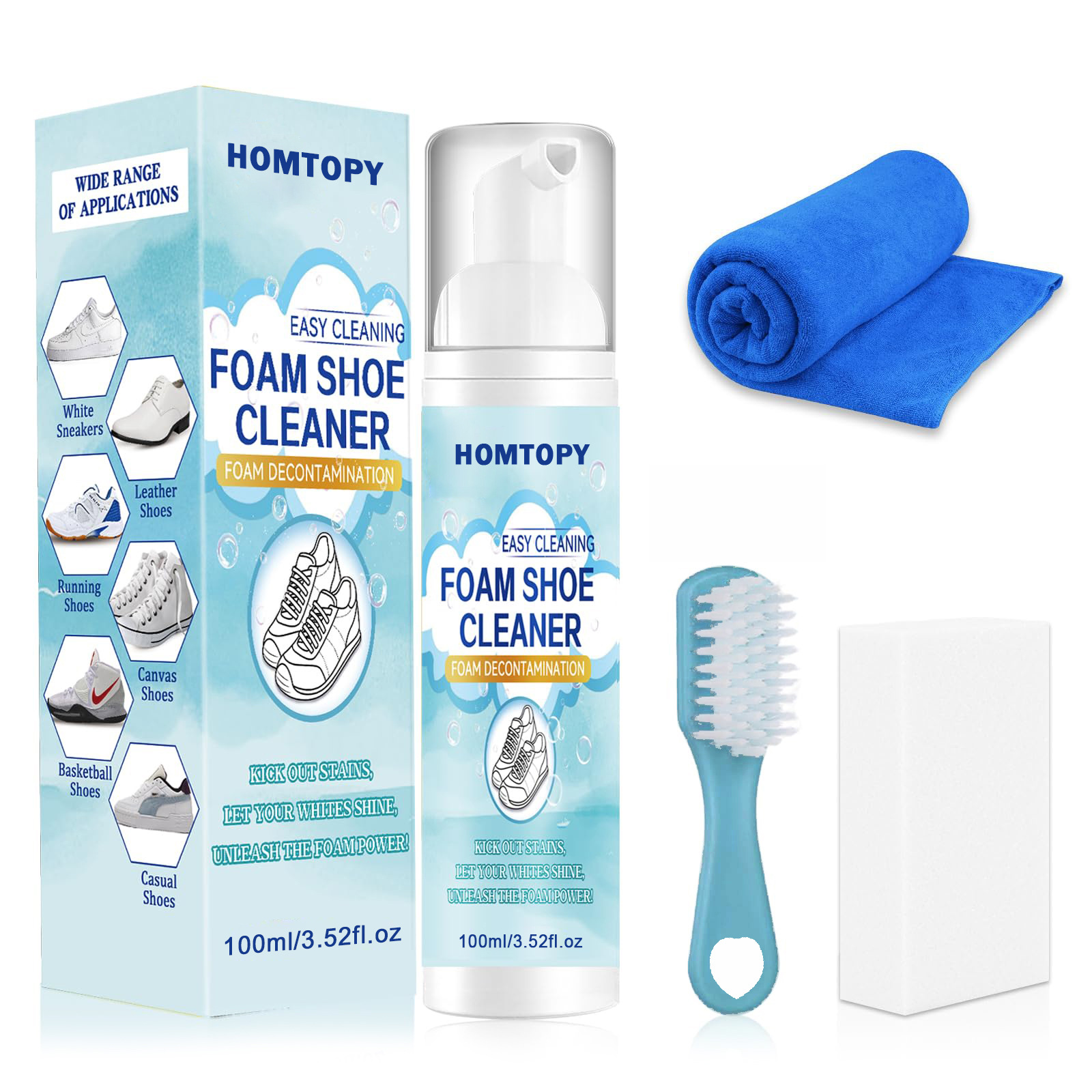 Sneaker Care Spray - Schuhreinigungsset, Sneaker-Reiniger entfernt Schmutz und Flecken,